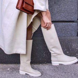 Zara Ecru tall rubberized boots